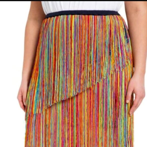 Eloquii Multicolor Fringe Skirt - Picture 1 of 5